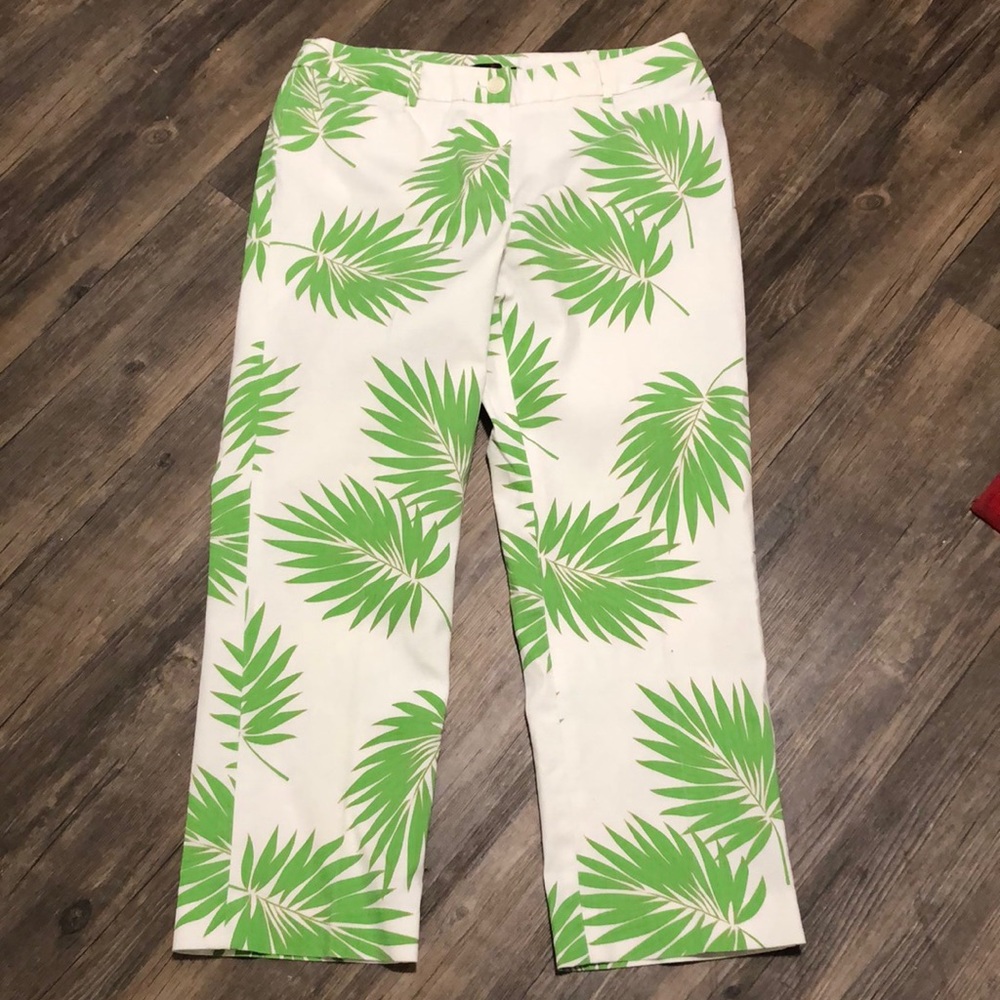 Willi Smith Pants Cropped Palm Leaf Print SZ 10 Like New!